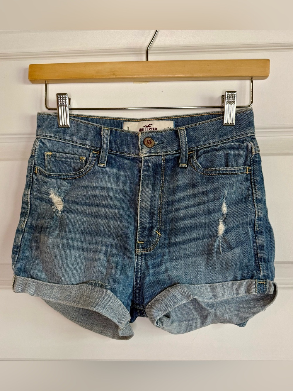 Hollister Hi Rise Light Blue Jean Shorts